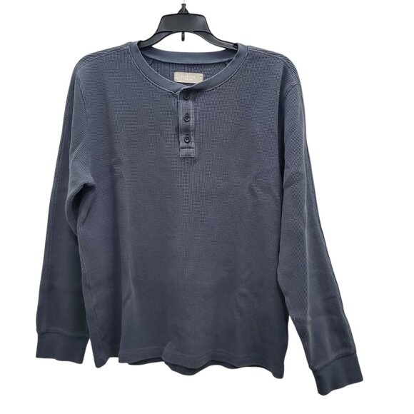Everlane Men's Slate Blue Organic Cotton Waffle‎ Knit Henley Pullover Size L - Picture 1 of 5